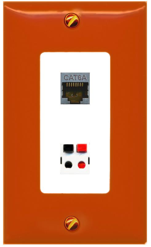 RiteAV CAT6A SPEAKER Wall Plate [Orange/White]