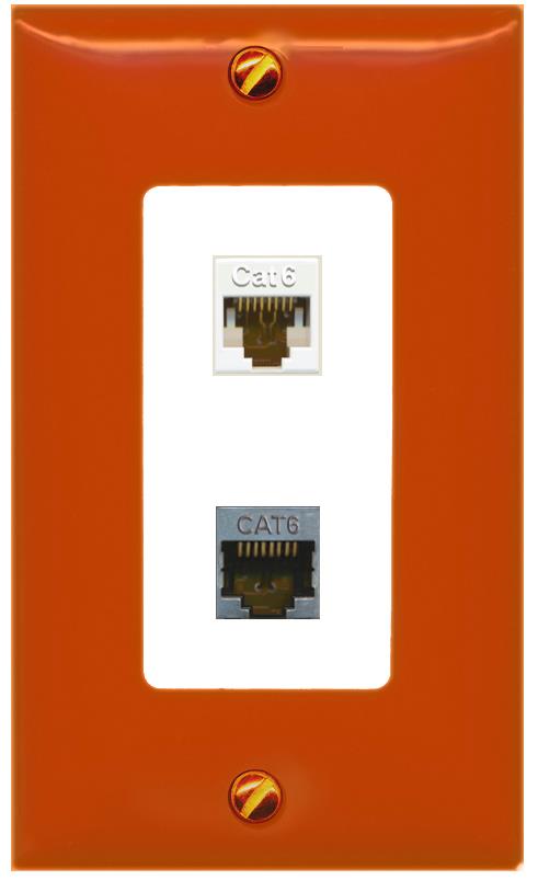 RiteAV CAT6 CAT6-SHIELDED Wall Plate [Orange/White]