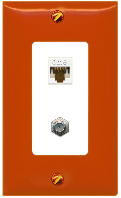 RiteAV CAT6 COAX Wall Plate [Orange/White]