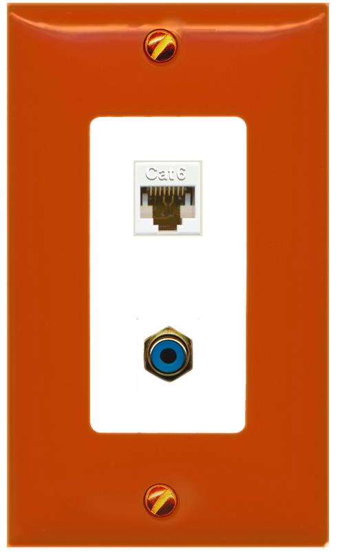 RiteAV CAT6 RCA-BLUE Wall Plate [Orange/White]