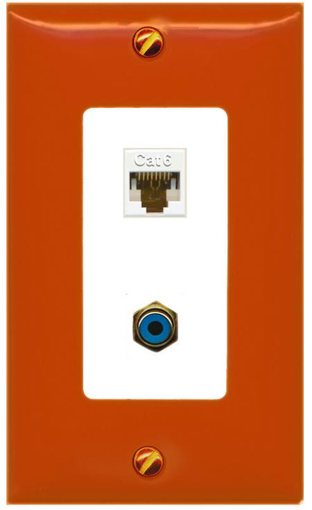 RiteAV CAT6 RCA-BLUE Wall Plate [Orange/White]