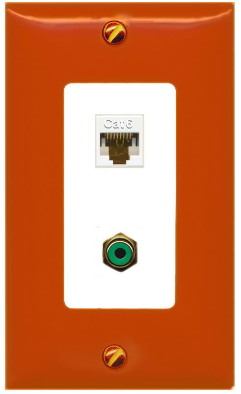 RiteAV CAT6 RCA-GREEN Wall Plate [Orange/White]