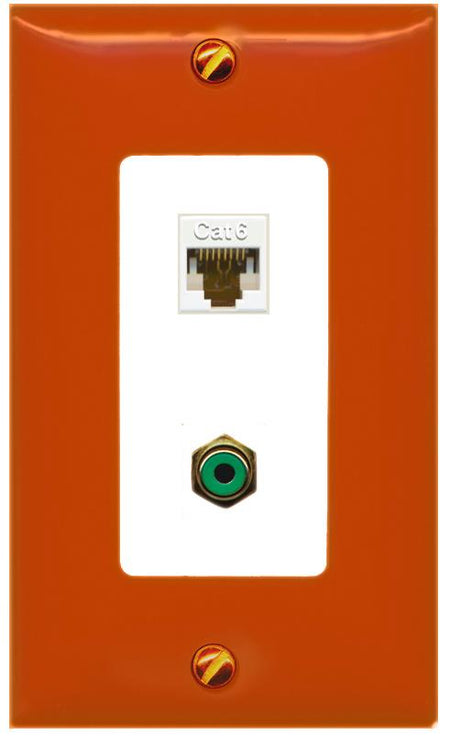 RiteAV CAT6 RCA-GREEN Wall Plate [Orange/White]