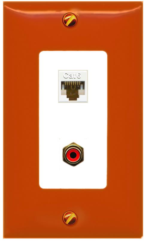 RiteAV CAT6 RCA-RED Wall Plate [Orange/White]