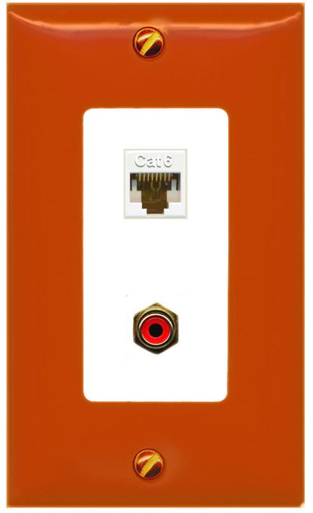 RiteAV CAT6 RCA-RED Wall Plate [Orange/White]