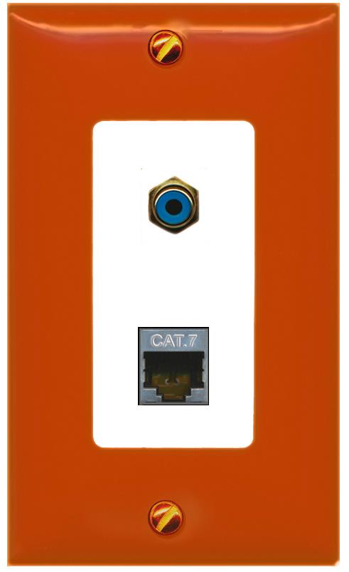 RiteAV CAT7 RCA-BLUE Wall Plate [Orange/White]