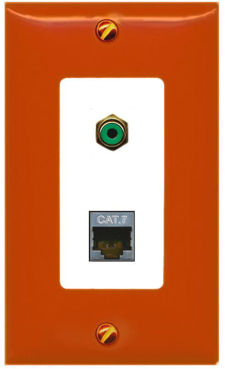 RiteAV CAT7 RCA-GREEN Wall Plate [Orange/White]
