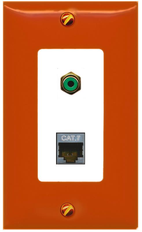 RiteAV CAT7 RCA-GREEN Wall Plate [Orange/White]