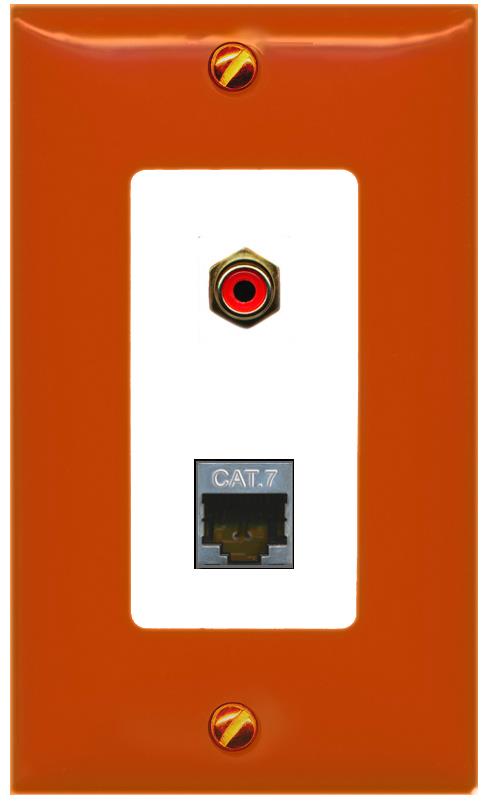 RiteAV CAT7 RCA-RED Wall Plate [Orange/White]