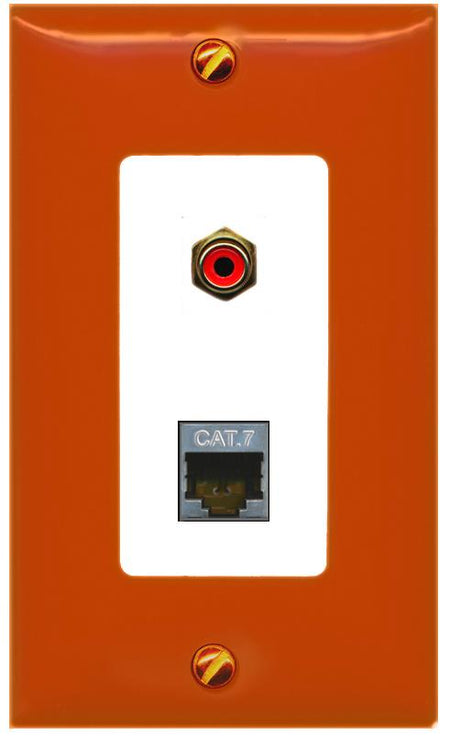 RiteAV CAT7 RCA-RED Wall Plate [Orange/White]