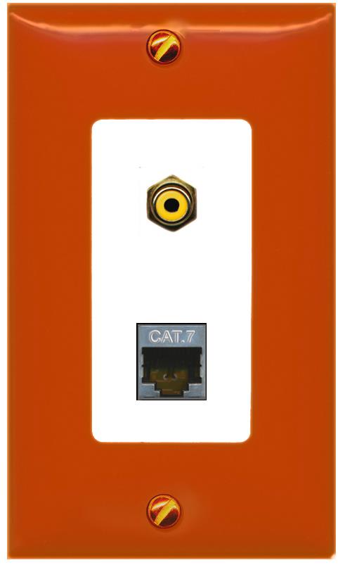 RiteAV CAT7 RCA-YELLOW Wall Plate [Orange/White]