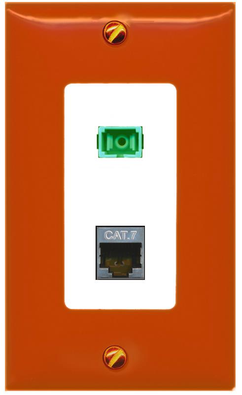 RiteAV CAT7 SC-APC-SX Wall Plate [Orange/White]