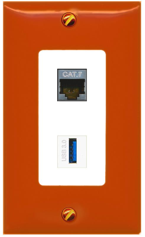 RiteAV CAT7 USB-3 Wall Plate [Orange/White]