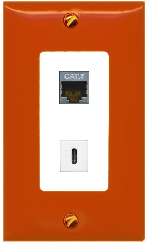 RiteAV CAT7 USBC Wall Plate [Orange/White]