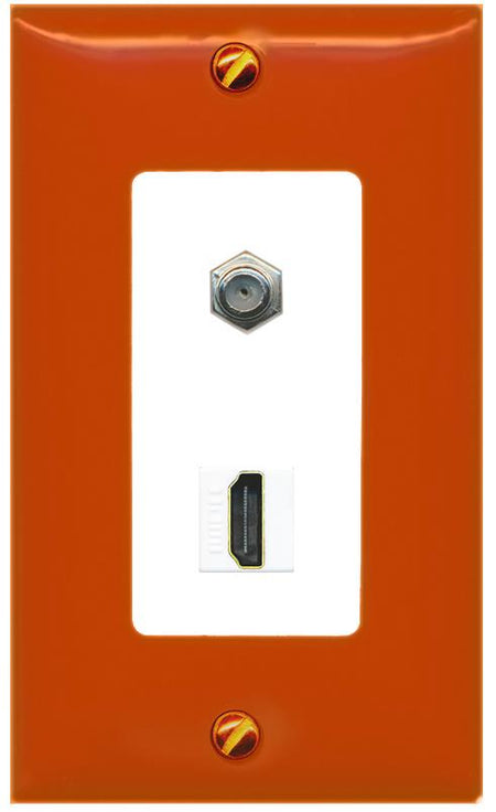 RiteAV COAX HDMI Wall Plate [Orange/White]