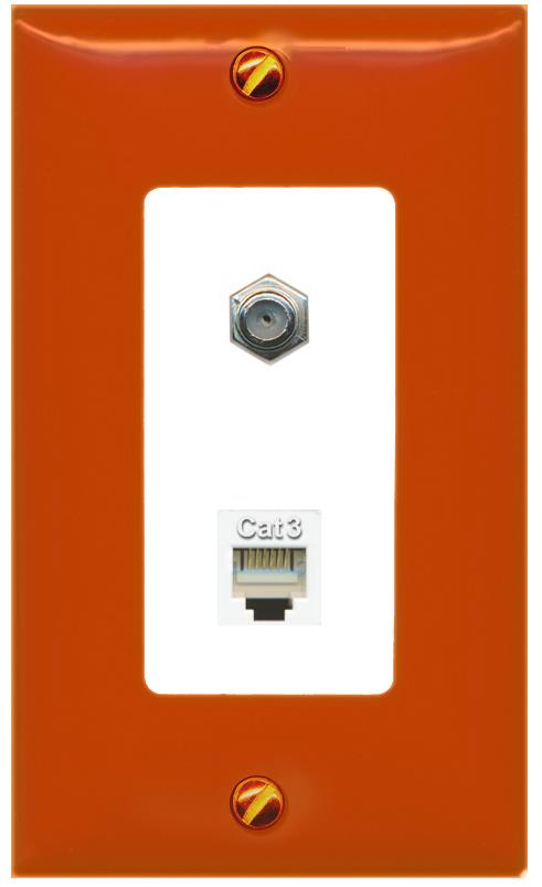 RiteAV COAX PHONE Wall Plate [Orange/White]