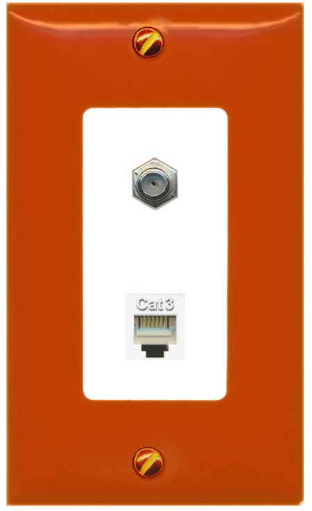 RiteAV COAX PHONE Wall Plate [Orange/White]