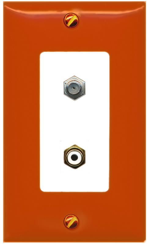 RiteAV COAX RCA-Orange/White Wall Plate [Orange/White]