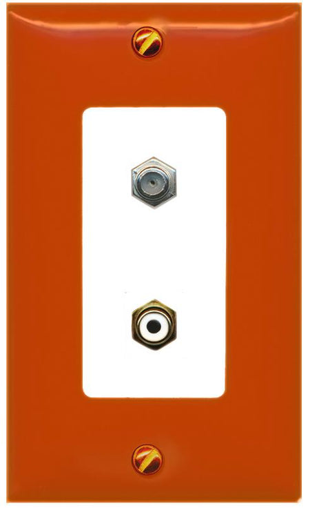 RiteAV COAX RCA-Orange/White Wall Plate [Orange/White]