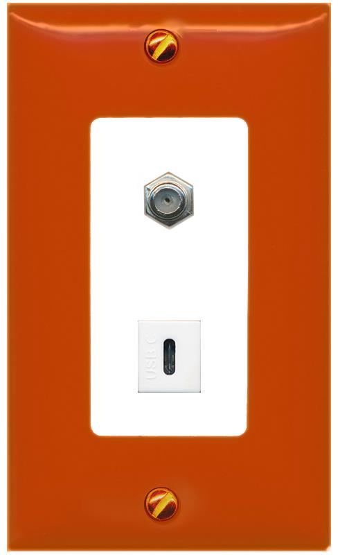 RiteAV COAX USBC Wall Plate [Orange/White]