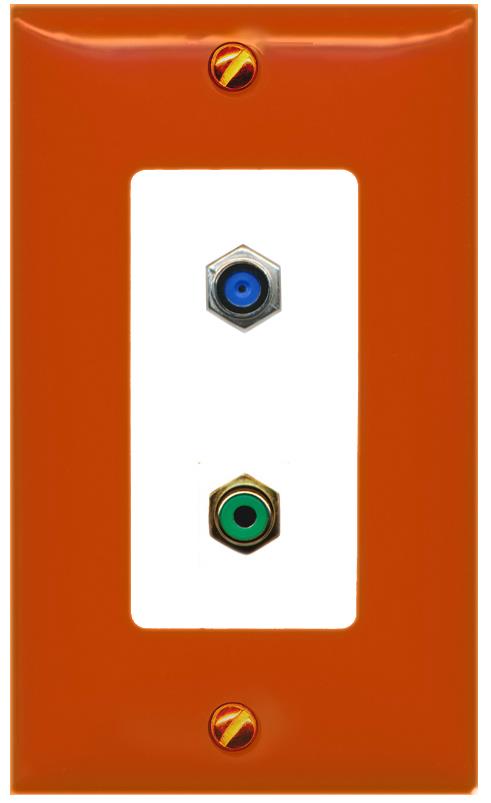 RiteAV F81 RCA-GREEN Wall Plate [Orange/White]