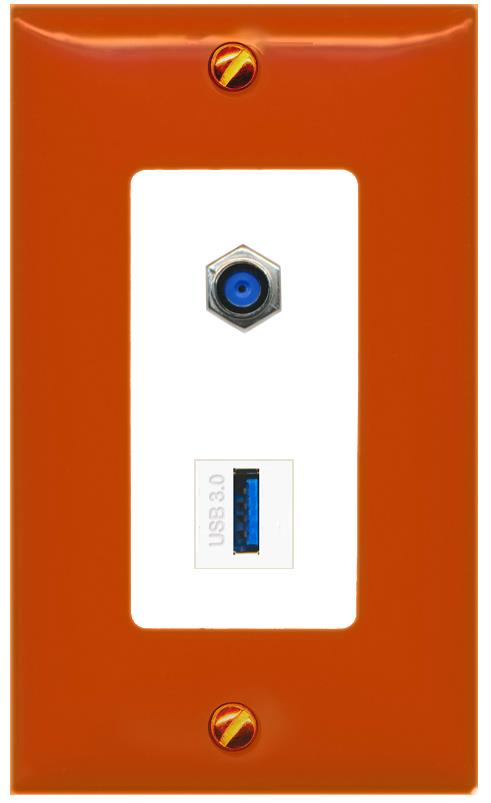 RiteAV F81 USB-3 Wall Plate [Orange/White]