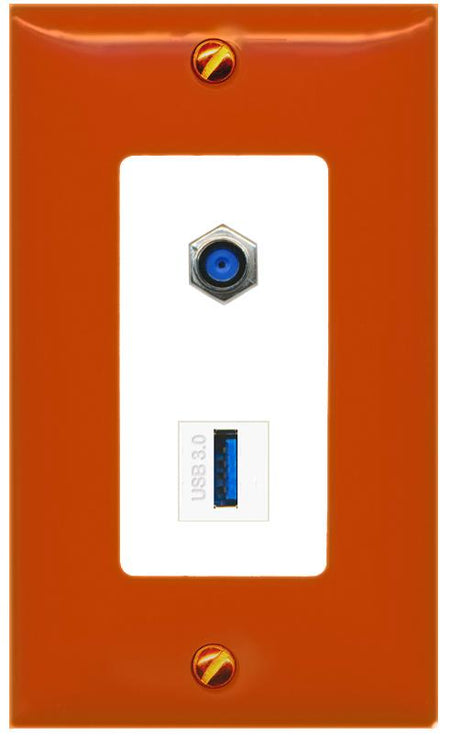 RiteAV F81 USB-3 Wall Plate [Orange/White]