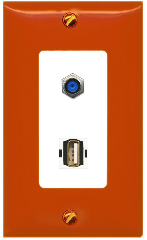 RiteAV F81 USB2 Wall Plate [Orange/White]