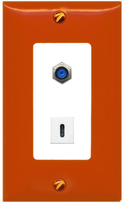 RiteAV F81 USBC Wall Plate [Orange/White]