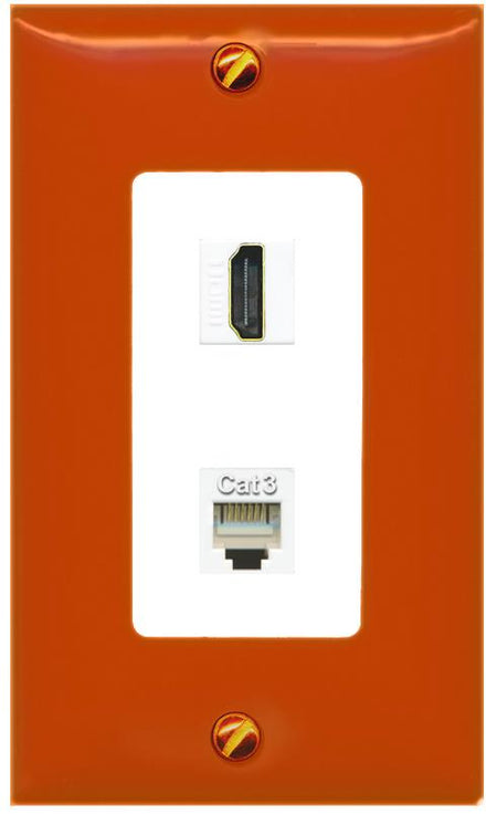 RiteAV HDMI PHONE Wall Plate [Orange/White]