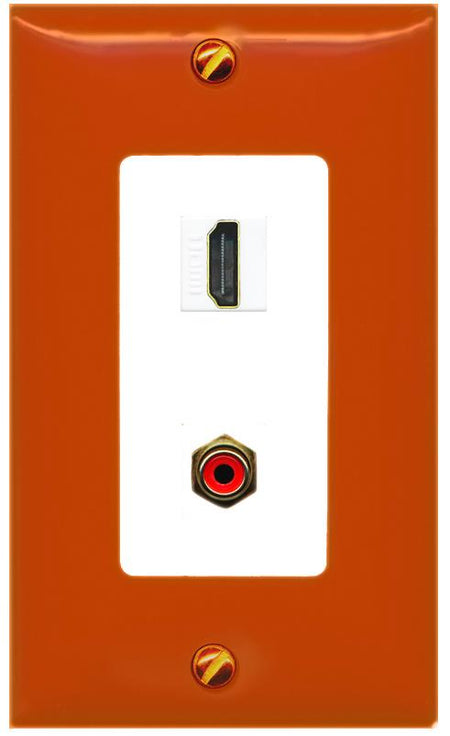 RiteAV HDMI RCA-RED Wall Plate [Orange/White]