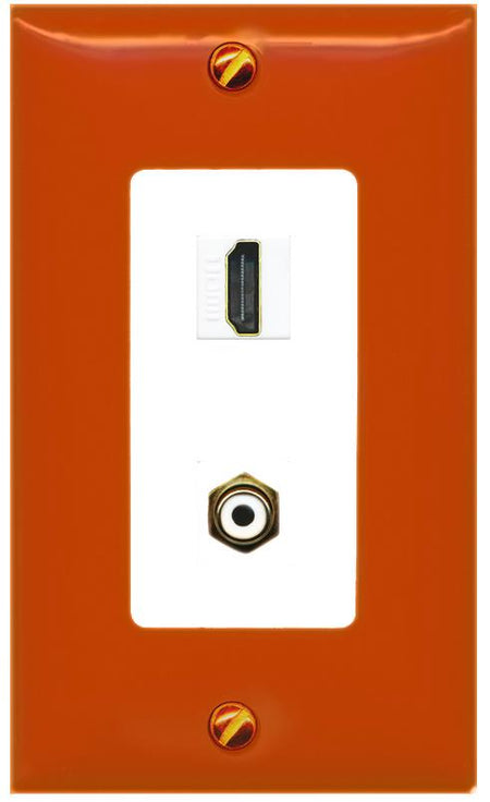 RiteAV HDMI RCA-Orange/White Wall Plate [Orange/White]