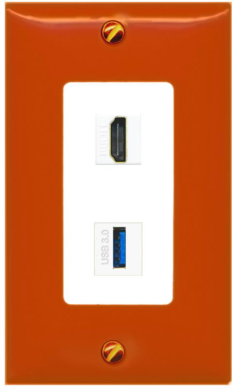 RiteAV HDMI USB-3 Wall Plate [Orange/White]