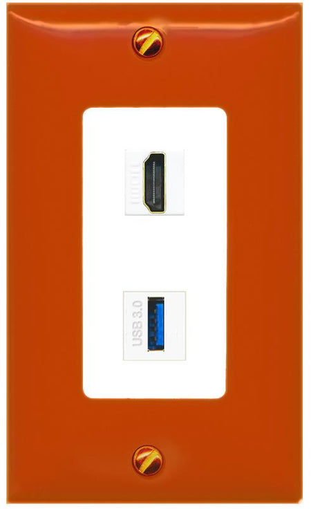 RiteAV HDMI USB-3 Wall Plate [Orange/White]