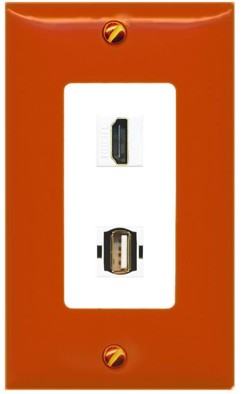 RiteAV HDMI USB2 Wall Plate [Orange/White]