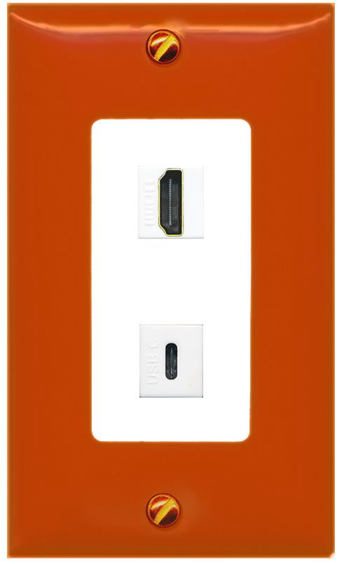 RiteAV HDMI USBC Wall Plate [Orange/White]