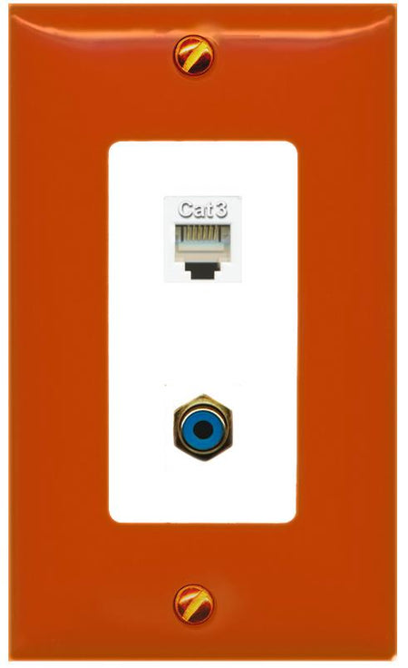 RiteAV PHONE RCA-BLUE Wall Plate [Orange/White]