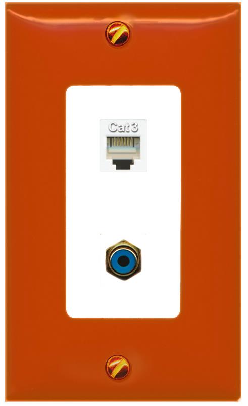 RiteAV PHONE RCA-BLUE Wall Plate [Orange/White]