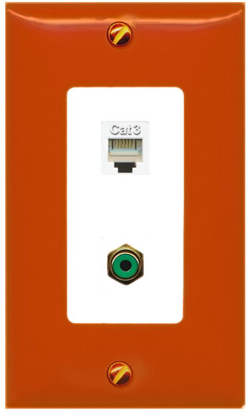 RiteAV PHONE RCA-GREEN Wall Plate [Orange/White]