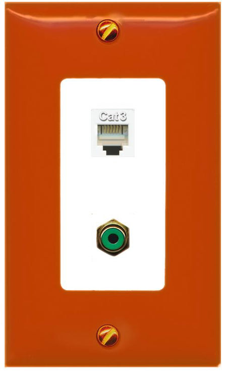 RiteAV PHONE RCA-GREEN Wall Plate [Orange/White]