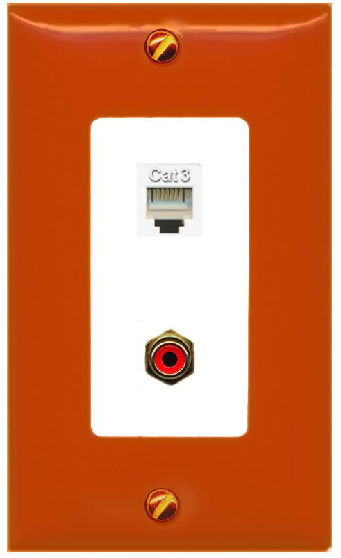 RiteAV PHONE RCA-RED Wall Plate [Orange/White]