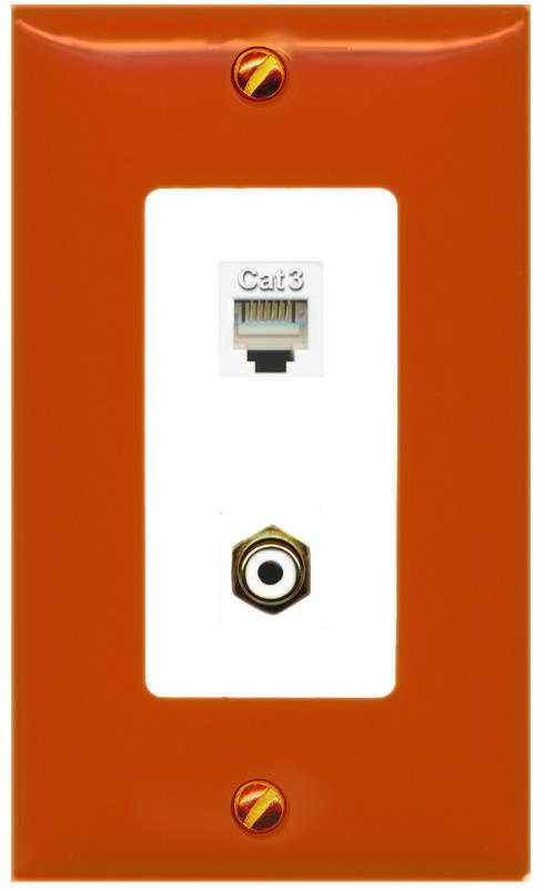 RiteAV PHONE RCA-Orange/White Wall Plate [Orange/White]