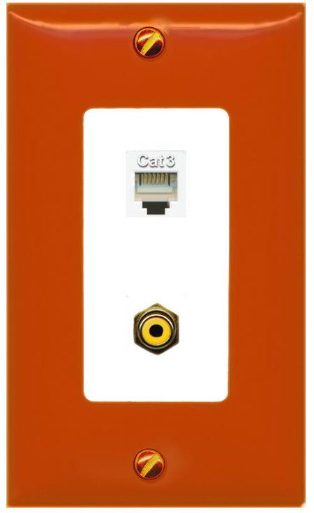 RiteAV PHONE RCA-YELLOW Wall Plate [Orange/White]