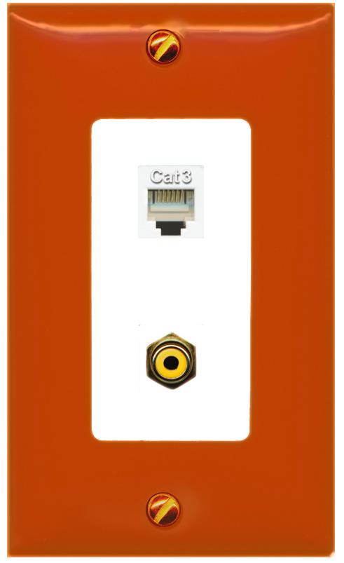 RiteAV PHONE RCA-YELLOW Wall Plate [Orange/White]