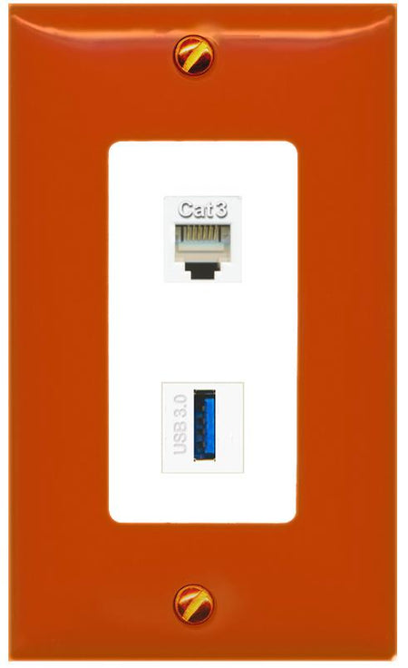 RiteAV PHONE USB-3 Wall Plate [Orange/White]