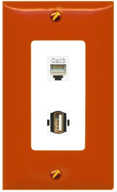 RiteAV PHONE USB2 Wall Plate [Orange/White]