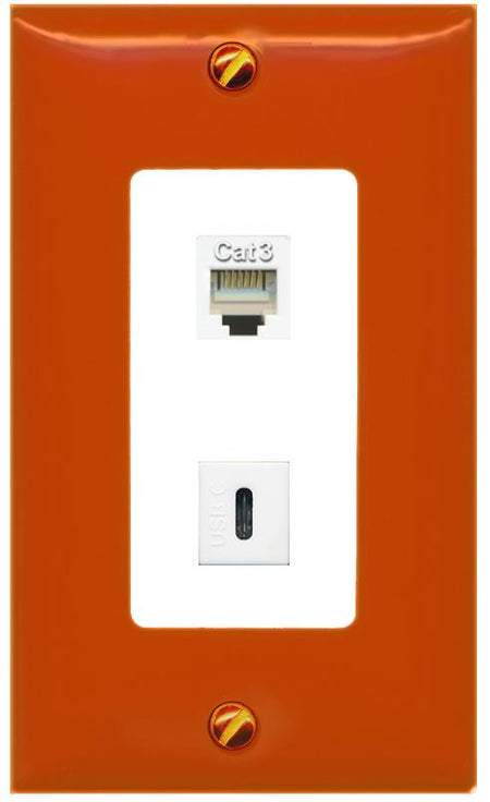 RiteAV PHONE USBC Wall Plate [Orange/White]