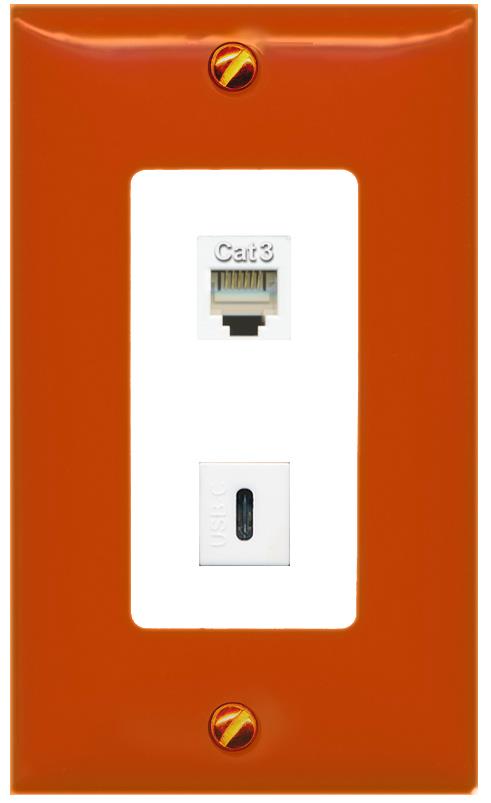 RiteAV PHONE USBC Wall Plate [Orange/White]