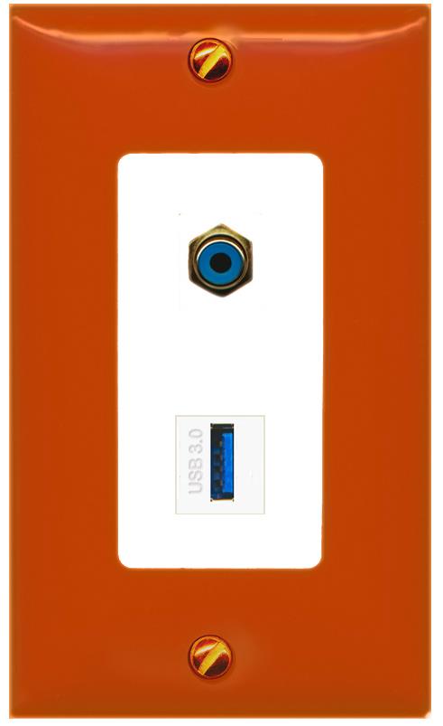 RiteAV RCA-BLUE USB-3 Wall Plate [Orange/White]