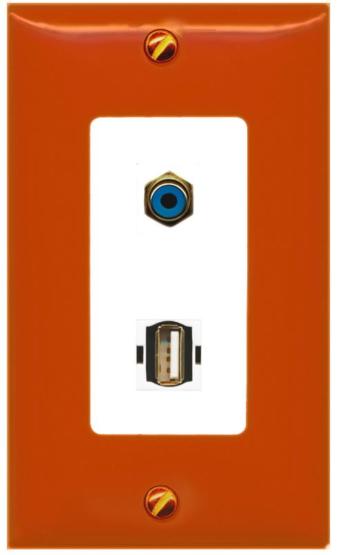 RiteAV RCA-BLUE USB2 Wall Plate [Orange/White]